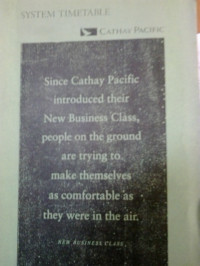 System timetable: since cathay pacific introduced their new business class, people on the ground are trying to make themselves as comfortable as they were in the air