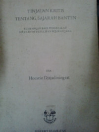 Tinjauan kritis tentang sajarah banten